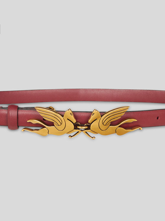 Shop Etro Belt With Pegaso In Burgundy