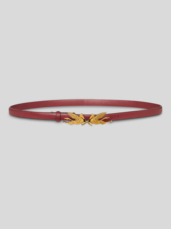 Shop Etro Belt With Pegaso In Burgundy