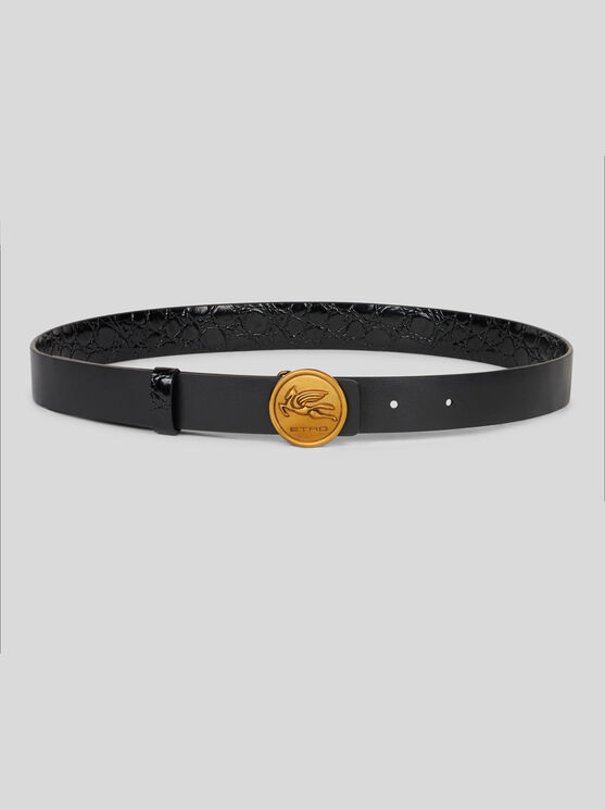 Shop Etro Crocodile-print Belt In Schwarz