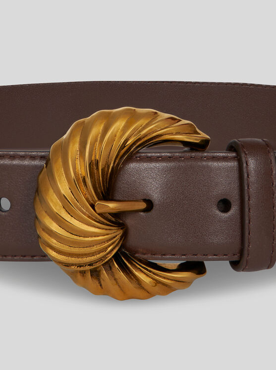 Shop Etro Belt With Paisley Buckle In Brown