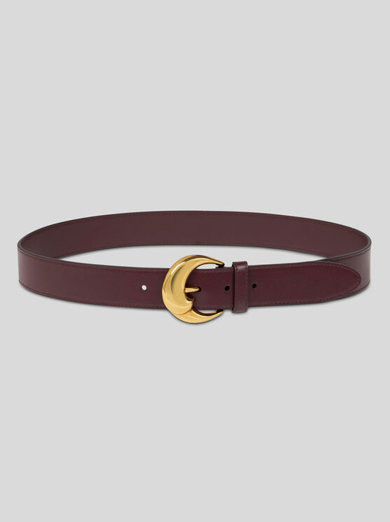 Etro Paisley-buckle Leather Belt In Burgundy