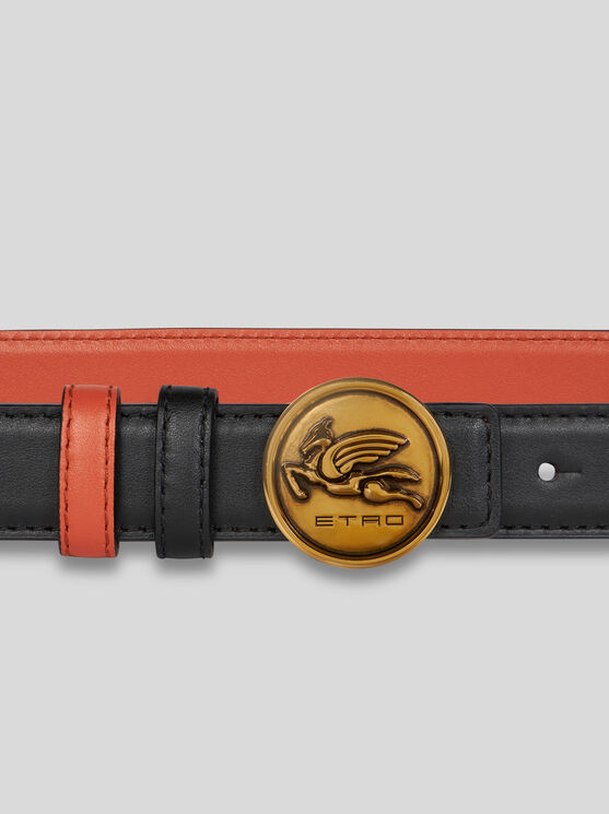 Shop Etro Reversible Belt With Pegaso In Black