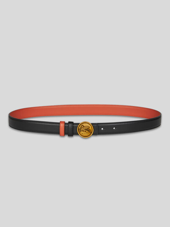 Shop Etro Reversible Belt With Pegaso In Black