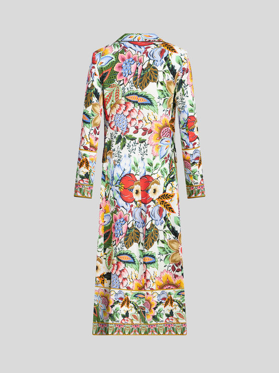 Shop Etro Long Floral-print Duster Coat In Multicolour