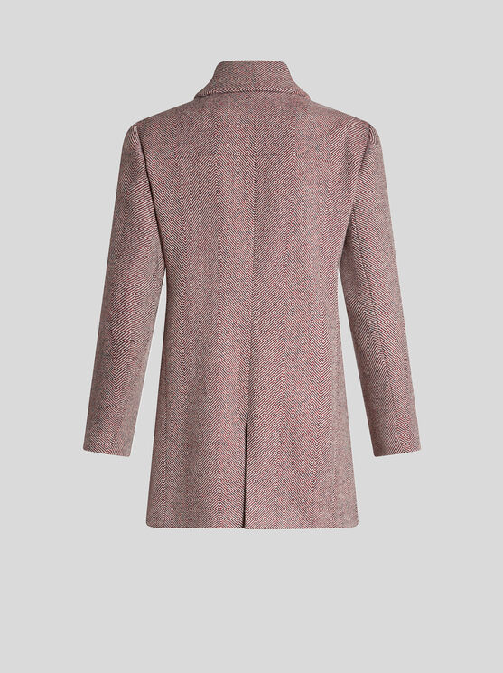 Shop Etro Wool Tweed Pea Coat In Pink