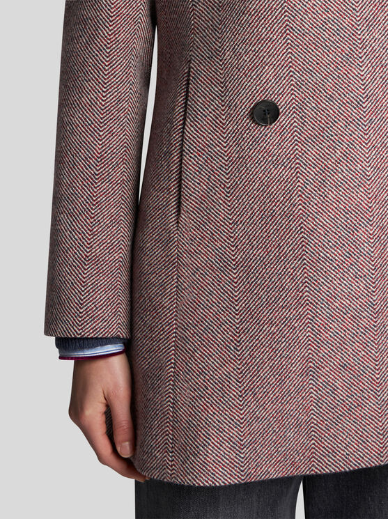 Shop Etro Wool Tweed Pea Coat In Pink