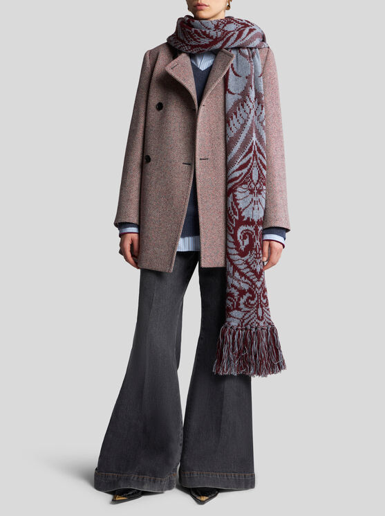 Shop Etro Wool Tweed Pea Coat In Pink