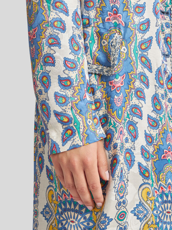 Etro Paisley Print Duster Coat In Weiss