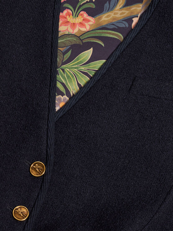 Shop Etro Duster Coat With Pegaso Buttons In Navy Blue