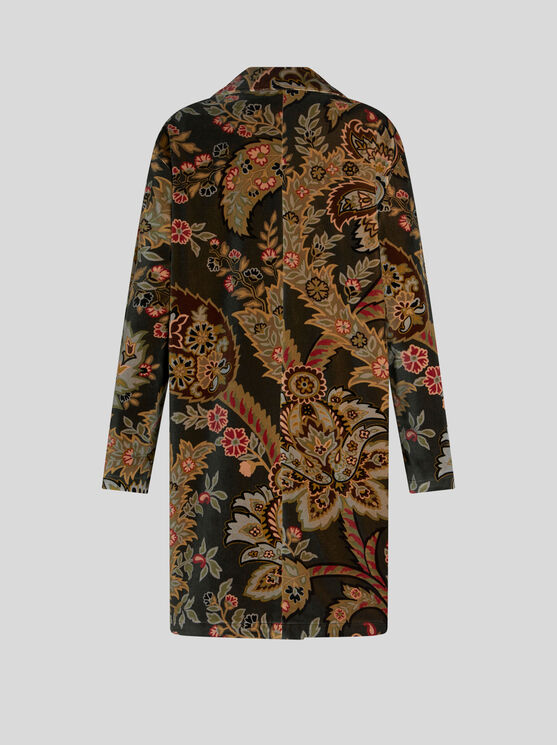 Shop Etro Floral Paisley Velvet Coat In Dark Green