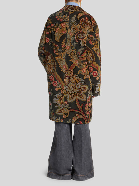 Shop Etro Floral Paisley Velvet Coat In Dark Green