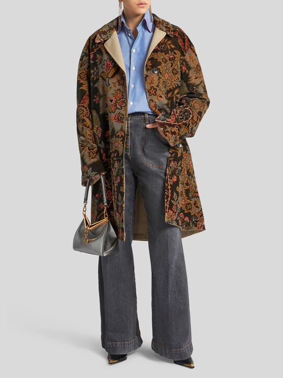 Shop Etro Floral Paisley Velvet Coat In Dark Green