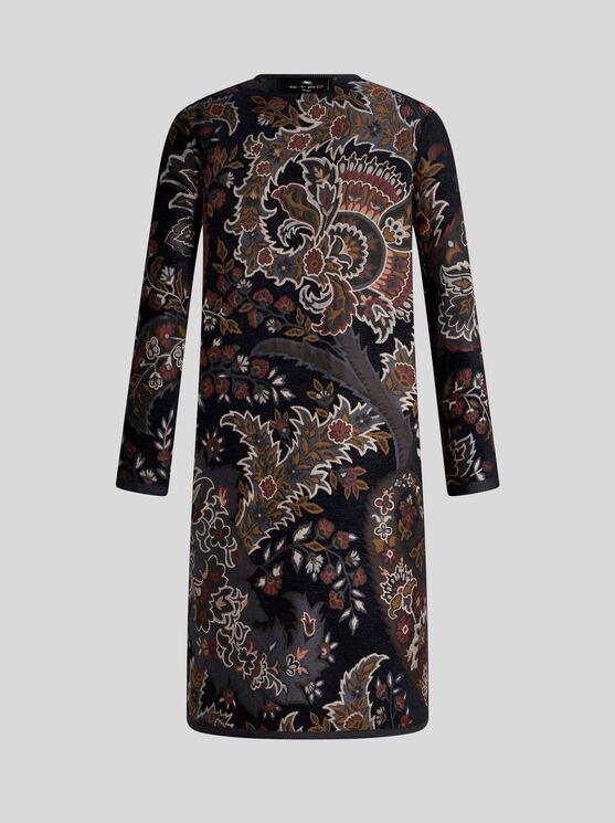 Shop Etro Reversible Chenille Jacquard Coat In Navy Blue