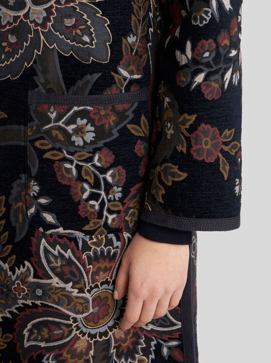 Shop Etro Reversible Chenille Jacquard Coat In Navy Blue