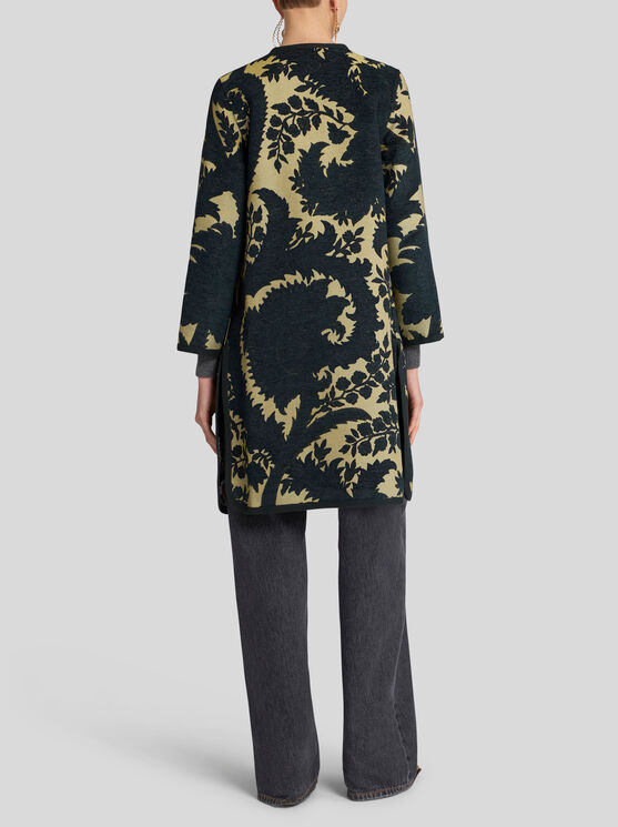 Shop Etro Reversible Chenille Jacquard Coat In Multicolour