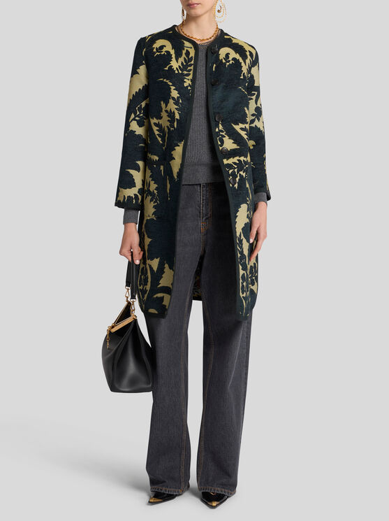 Shop Etro Reversible Chenille Jacquard Coat In Multicolour