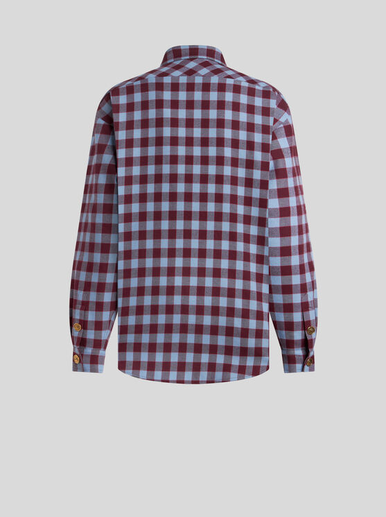 Shop Etro Padded Check Jacquard Overshirt In Light Blue