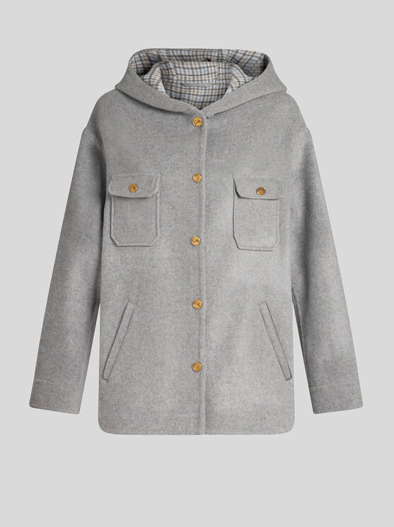 Shop Etro Double-layered Wool And Cashmere Fabric Jacket In Grey