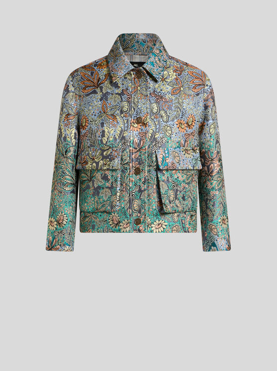 Etro Paisley Print Buttoned Jacket In Light Blue