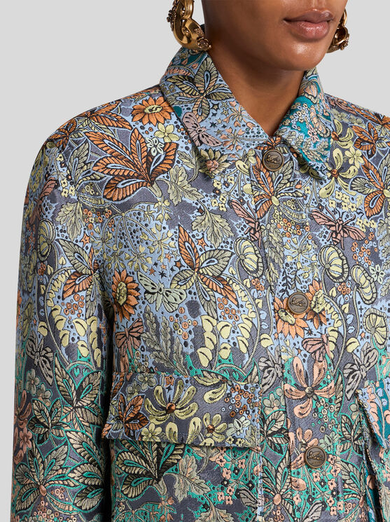 Etro Paisley Print Buttoned Jacket In Light Blue