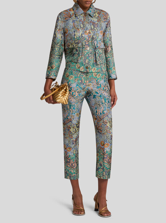 Etro Paisley Print Buttoned Jacket In Light Blue