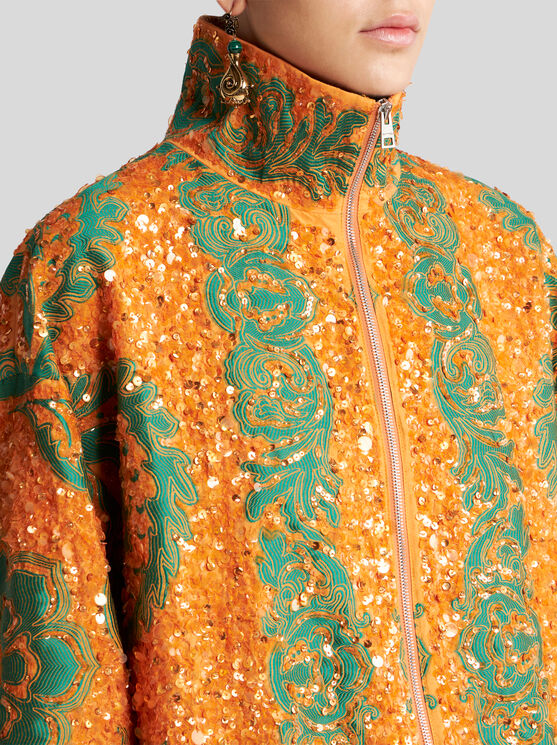 Etro Bomberjacke Mit Pailletten Bestickt Allover In Orange