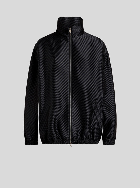 Etro Diagonal Jacquard Bomber Jacket In Black