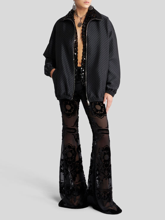 Etro Diagonal Jacquard Bomber Jacket In Black