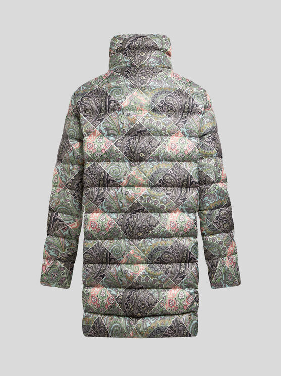 Shop Etro Printed Nylon Down Jacket In Weiss