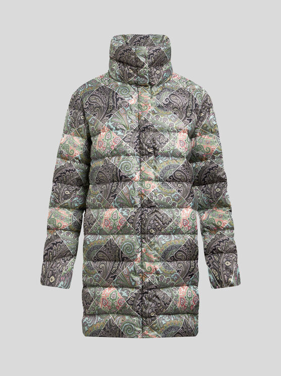 Shop Etro Printed Nylon Down Jacket In Weiss