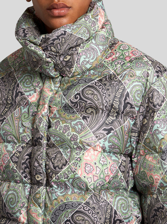 Shop Etro Printed Nylon Down Jacket In Weiss