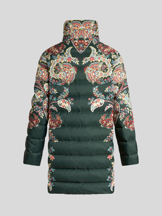 Shop Etro Bedruckte Daunenjacke Aus Nylon In Grün