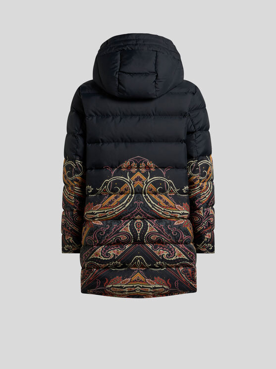 Etro , Down Jacket With Placed Paisley And Geometric Print, Woman, Size 48 In Black