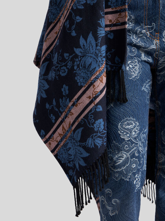 Etro Cape Mit Jacquard-blumenmotiv In Elektroblau