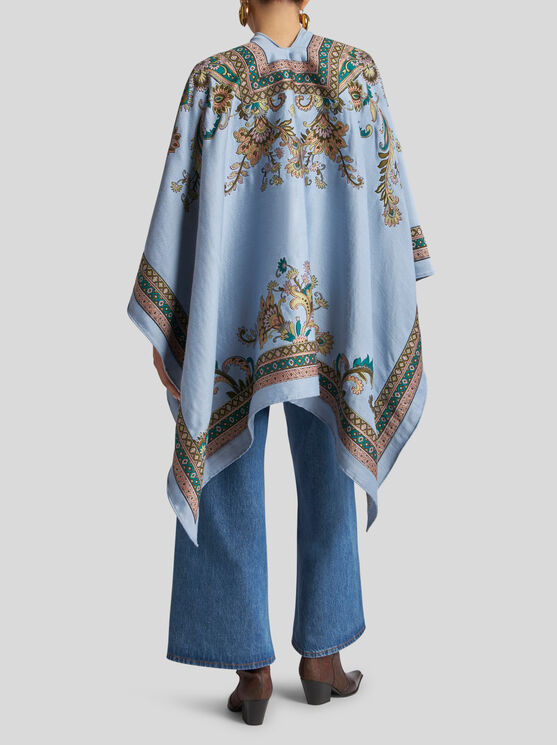 Etro Patterned Silk Scarf In Light Blue