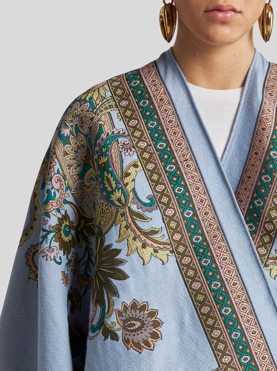 Etro Patterned Silk Scarf In Light Blue