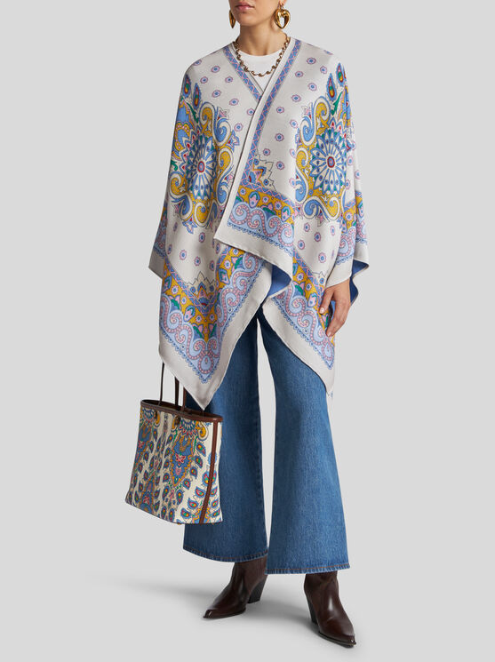 Etro Cape Mit Margeriten In Weiss