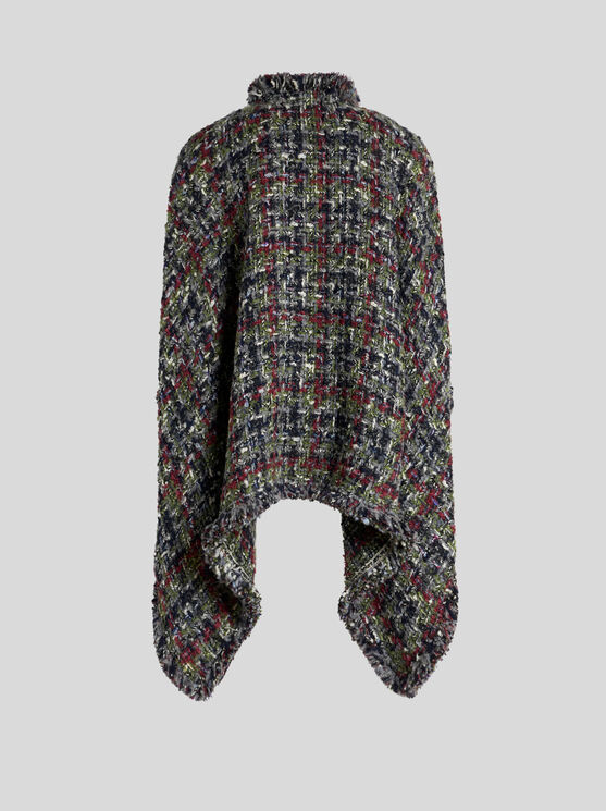 Shop Etro Bouclé Cape In Multicolour