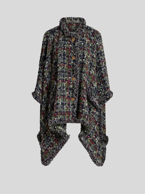 Shop Etro Bouclé Cape In Multicolour