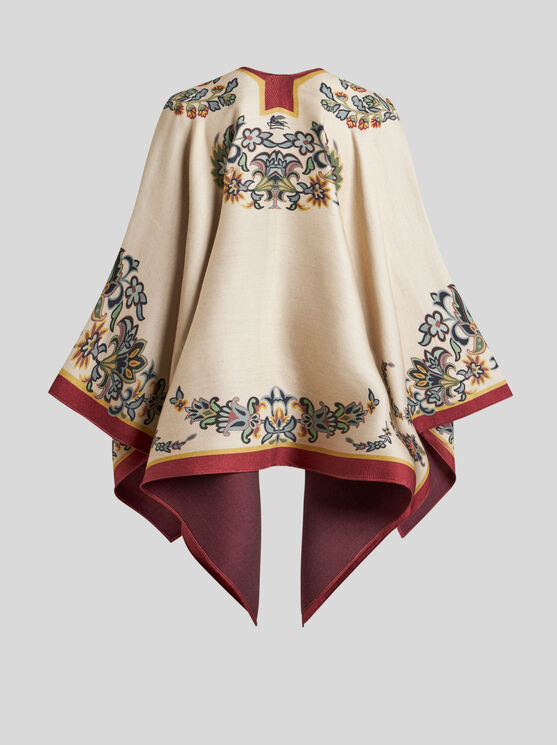 Shop Etro Floral Paisley Cape In Beige