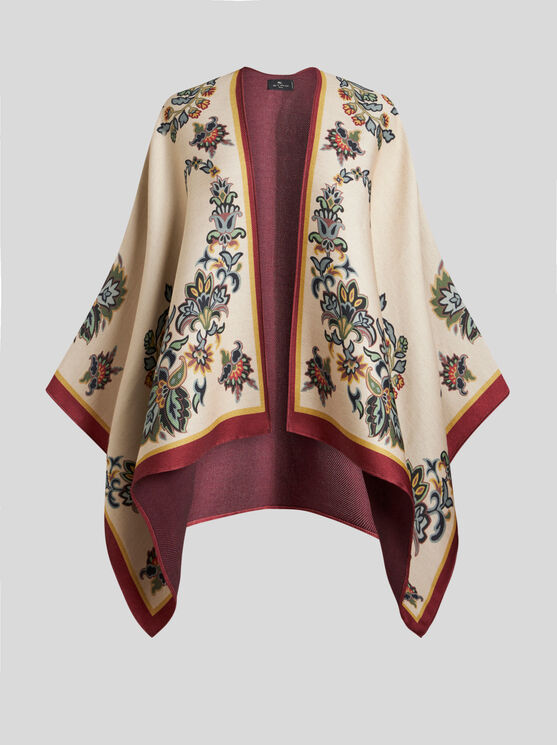 Shop Etro Floral Paisley Cape In Beige