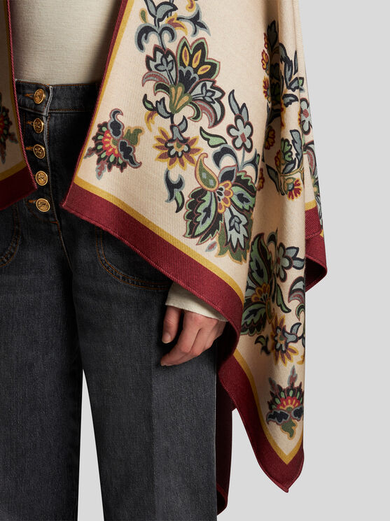 Shop Etro Floral Paisley Cape In Beige