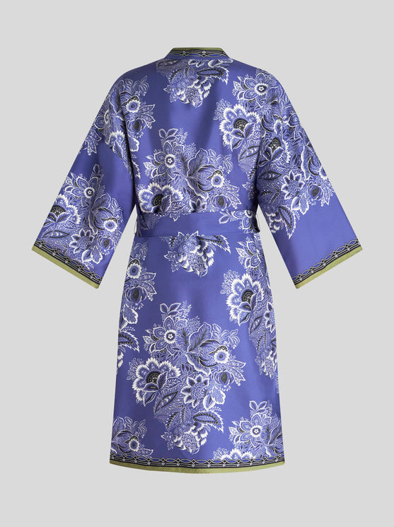 Shop Etro Printed Twill Kesa Robe In Light Blue