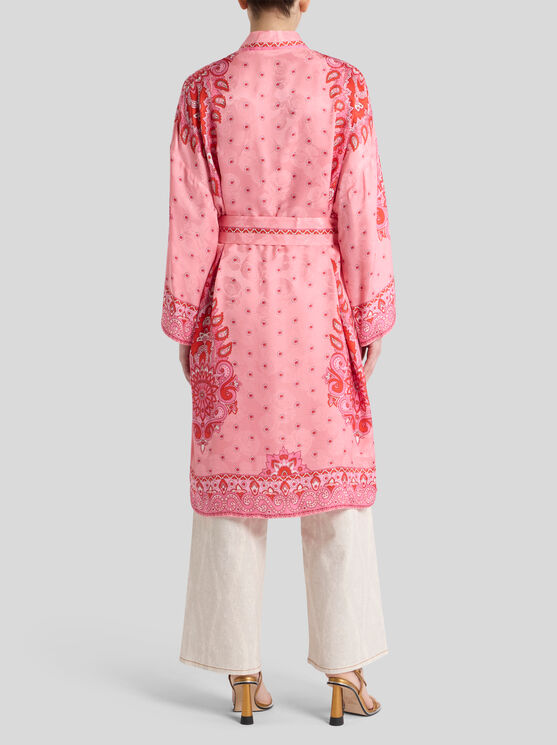 Etro , Jacquard Kesa Robe With Belt, Woman, Pink, Size M In Rosa