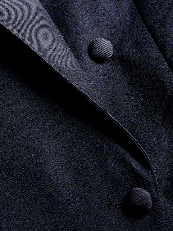 Shop Etro Double-breasted Jacquard Jacket In Navy Blue