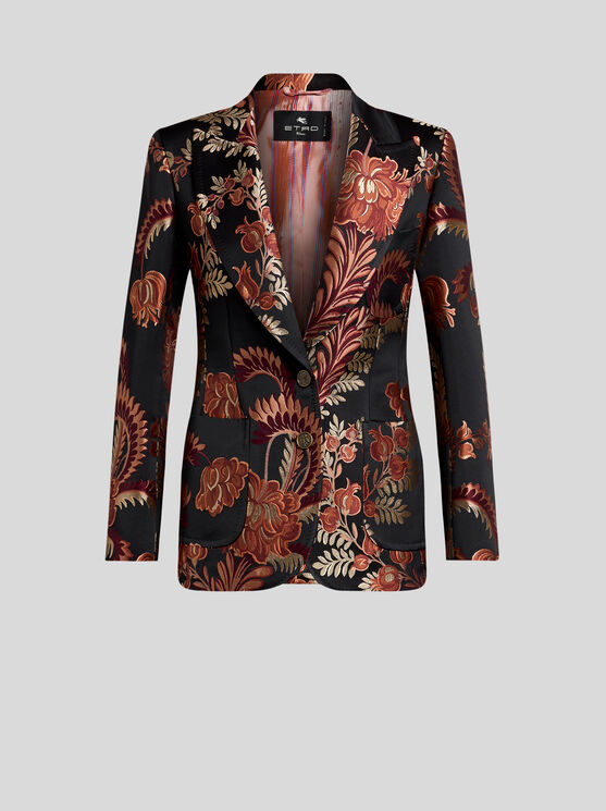 Shop Etro Single-breasted Jacquard Jacket In Black