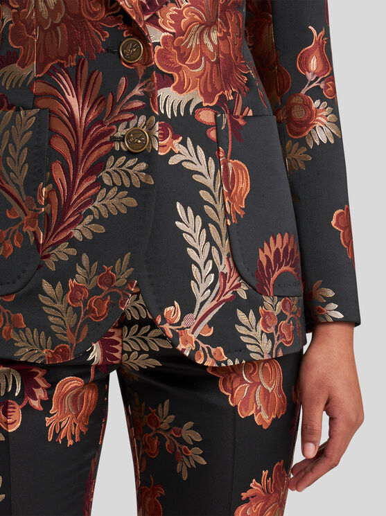 Shop Etro Single-breasted Jacquard Jacket In Black