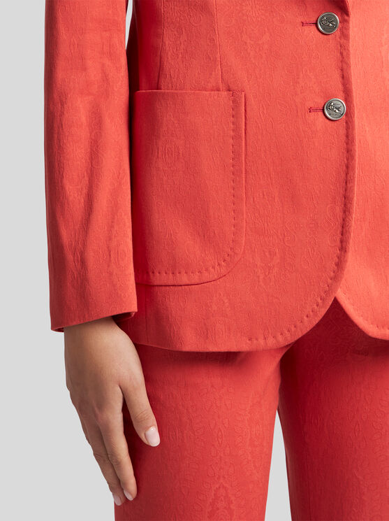 Etro Red Single-breasted Jacket With Iconic Buttons And Tailored Fit In Red