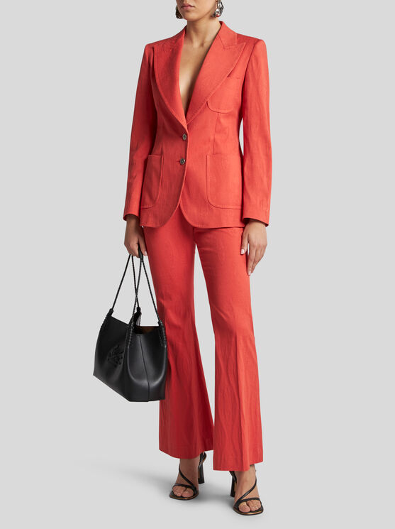 Etro Red Single-breasted Jacket With Iconic Buttons And Tailored Fit In Red