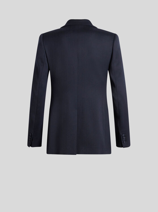 Shop Etro Gabardine Jacket With Embroidery In Navy Blue